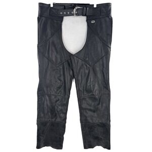 Harley-Davidson Leather Chaps Men's‎ Large USA Black Zip Legs & Snaps 98480-97VM